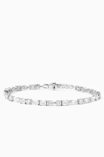 سوار تنس مرصع بماسات متنوعة مستنبتة في المختبر ذهب أبيض عيار 18