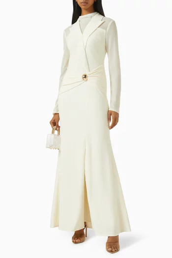 فستان بياقة بتصميم متداخلة