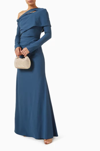 فستان سهرة بقصة حورية البحر وطيات وفتحة