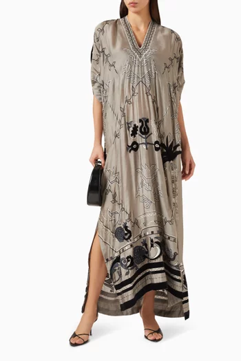 Abstract-embroidered Kaftan
