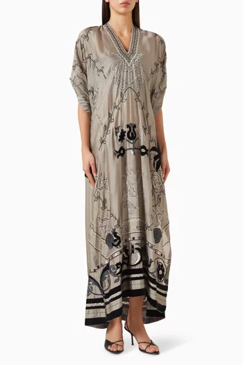 Abstract-embroidered Kaftan