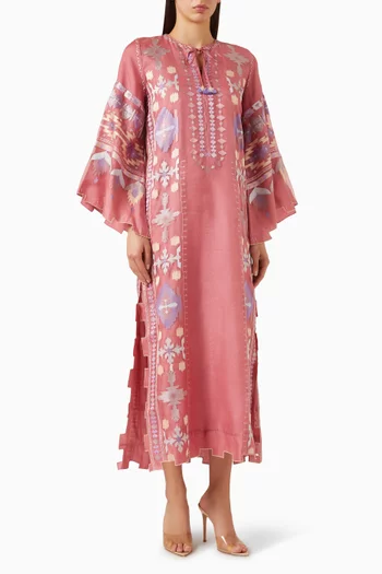 Abstract-embroidered Kaftan