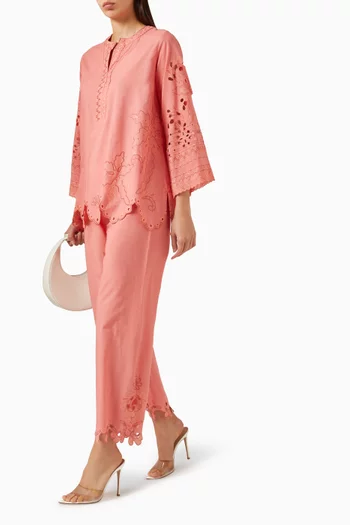 Laser-cut Top & Pants Set