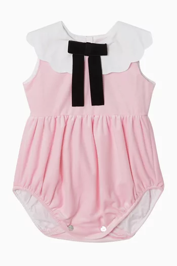 Bow Romper in Velvet