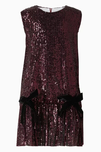 Bow Sequin-embellished Dress