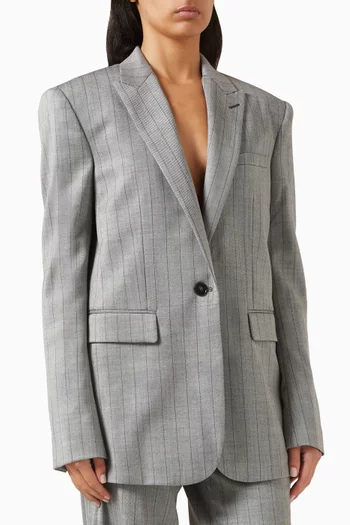 جاكيت بنقشة مخططة صوف