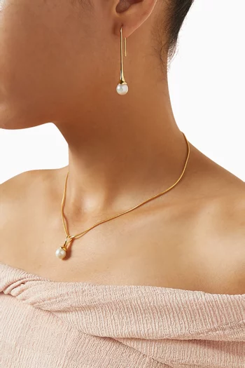 قلادة لومورا مرصعة بلؤلؤ فضة إسترلينية مطلية ذهب عيار 18