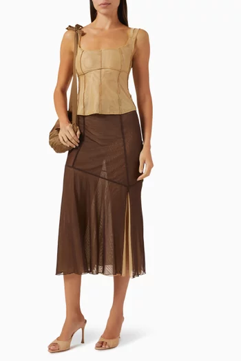 بلوزة نور بنمط مشد قماش شبكي