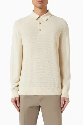 Polo Sweater in Wool-blend Knit
