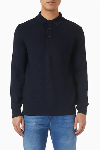 Mixed-structure Polo Shirt in Wool-blend