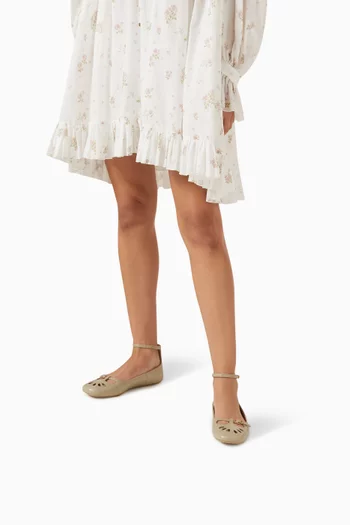 حذاء باليرينا ميستي بكعب مسطح جلد ماعز