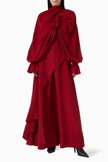 Layered Draped Dress in Silk Habutai