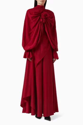 Layered Draped Dress in Silk Habutai
