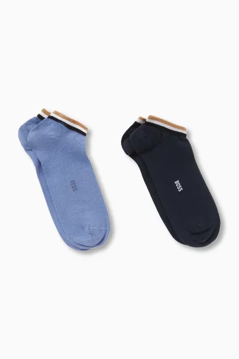 Logo Ankle-length Socks in Cotton-blend, Set of 2