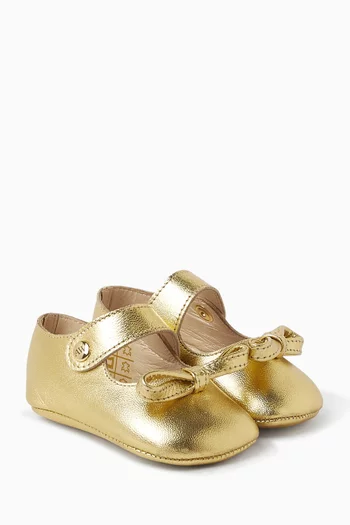 Bebe Bow Ballerina Sandals in Leather