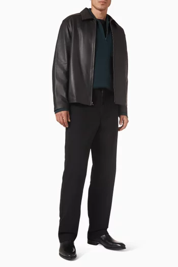 سترة بولو بسحّاب قصير صوف وكشمير