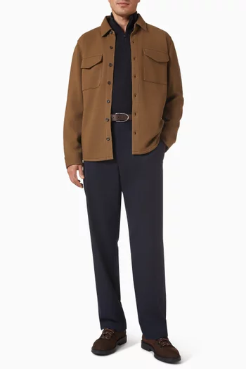 قميص بنمط جاكيت منسوج بحياكة مزدوجة بيكيه بمزيج قطن