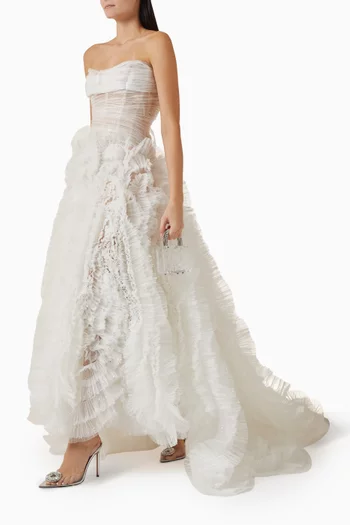 فستان سهرة كاثاليا بنمط مشد تول مزين بالغليتر