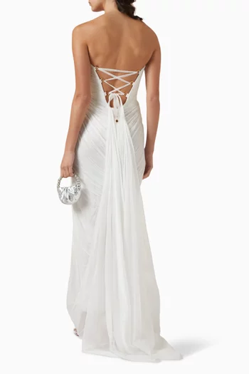 فستان ايستيري بأربطة في الخلف حرير موسلين