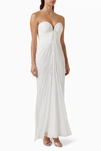 فستان ايستيري بأربطة في الخلف حرير موسلين