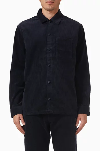 قميص سادامون جيه إس قماش قطني مخملي مضلع