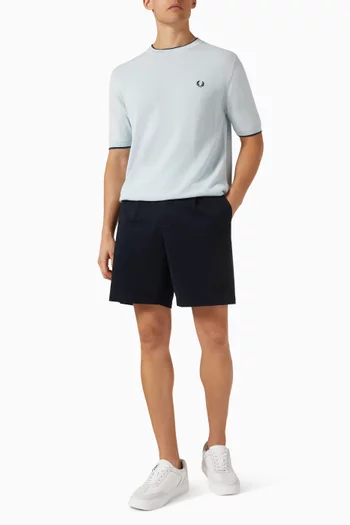 Stitch Knitted T-shirt in Cotton Piqué