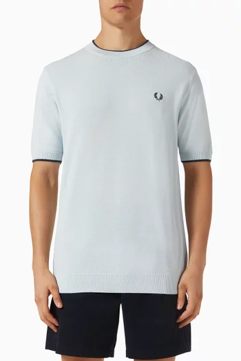 Stitch Knitted T-shirt in Cotton Piqué