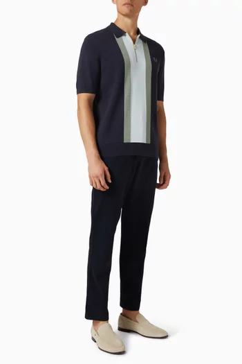 Textured Stripe Polo Shirt in Cotton Knit