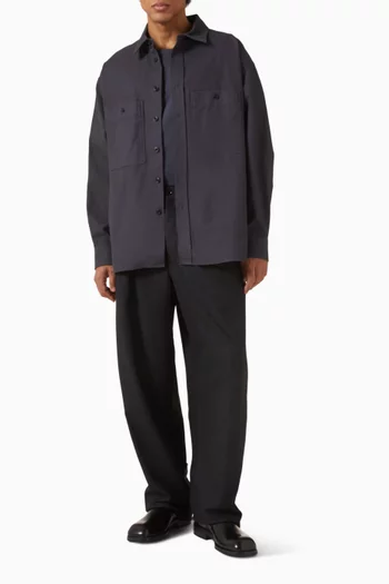 قميص بنمط جاكيت بتصميم عملي قطن تويل