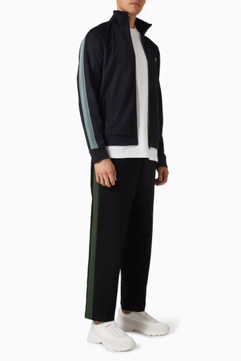 جاكيت رياضي بشريط من نسيج شبكي مزيج قطن