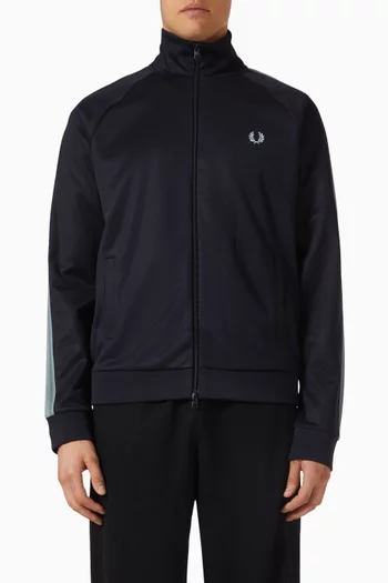 جاكيت رياضي بشريط من نسيج شبكي مزيج قطن