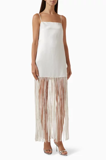Moraya Square Neck Fringe Maxi Dress