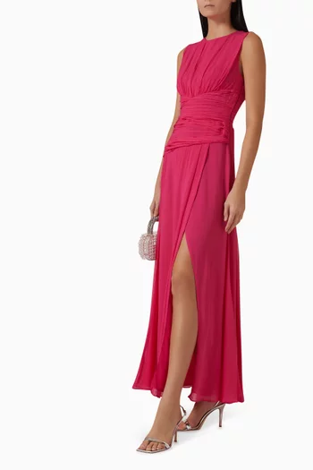 Aylah Side Split Maxi Dress in Viscose Georgette