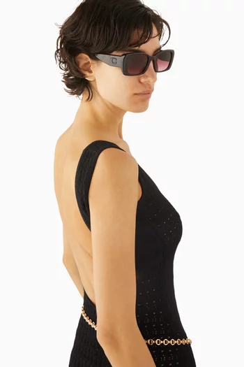 نظارة شمسية بشعار الماركة وإطار مربع أسيتات