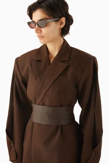 نظارة شمسية بحلي وإطار مستطيل أسيتات