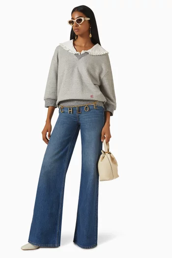 Collar Sweater in Chiné Fleece