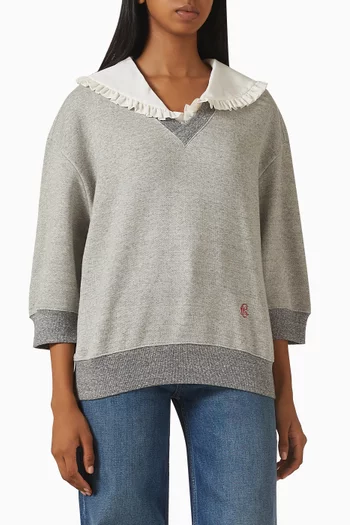 Collar Sweater in Chiné Fleece