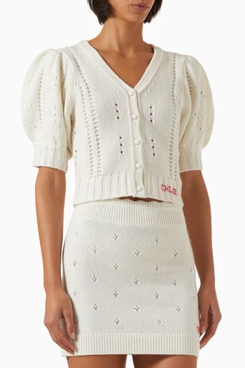 كارديغان بأكمام منفوخة نسيج