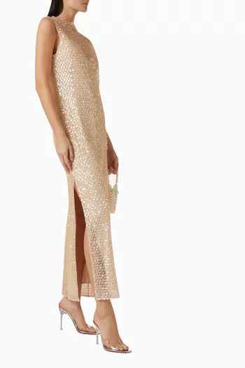 Everly Sequin-embellished Maxi Dress in Mesh