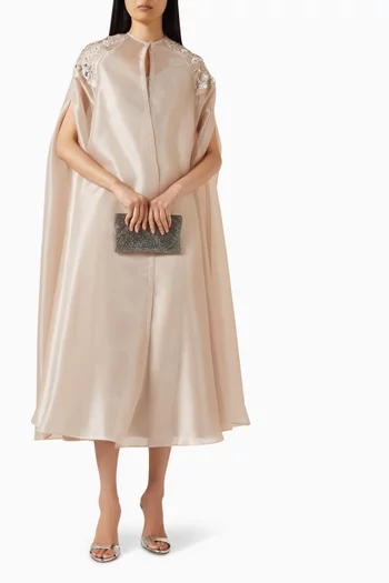 طقم فستان وكاب مطرز أورجانزا