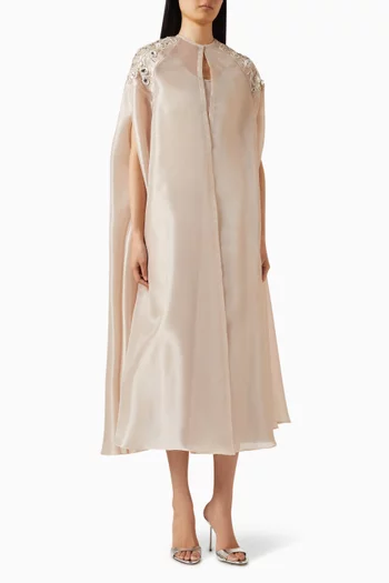 طقم فستان وكاب مطرز أورجانزا