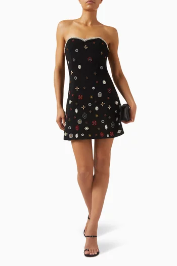 Iva Embellished Mini Dress in Satin Crepe