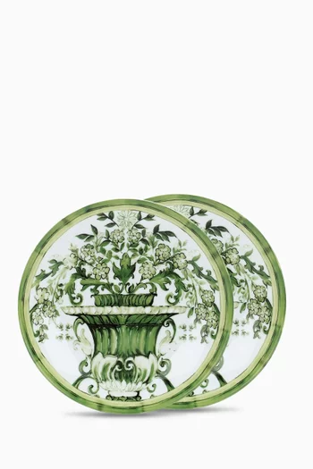 Maiolica-print Dessert Plates in Porcelain, Set of 2