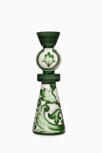 Large Maolica-print Candle Holder in Ceramic