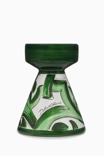 Maiolica-print Candle Holder in Ceramic