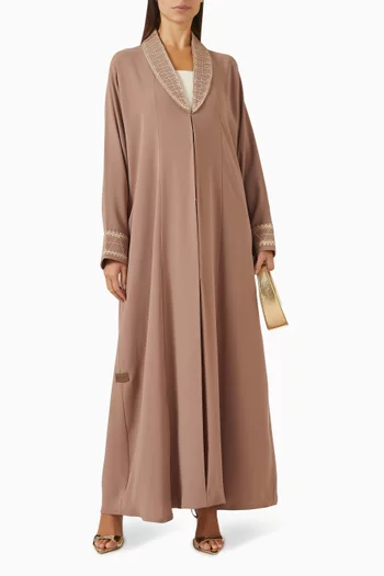 Thread Embroidered Abaya in Crepe