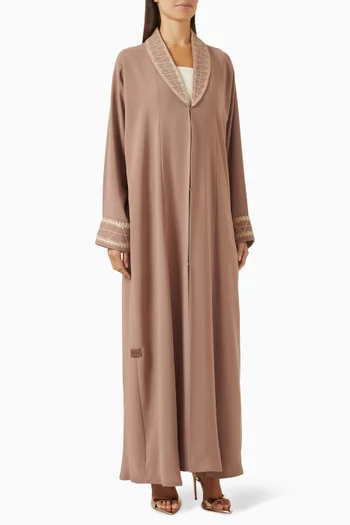 Thread Embroidered Abaya in Crepe