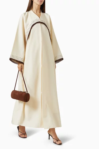 Fringe Embellished Abaya in Crepe