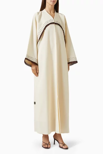 Fringe Embellished Abaya in Crepe