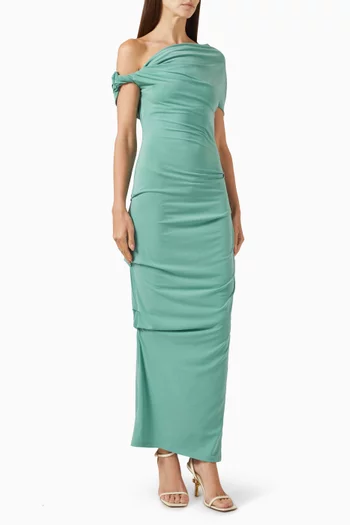 فستان إيدا بفتحة رقبة غير متماثلة جيرسيه